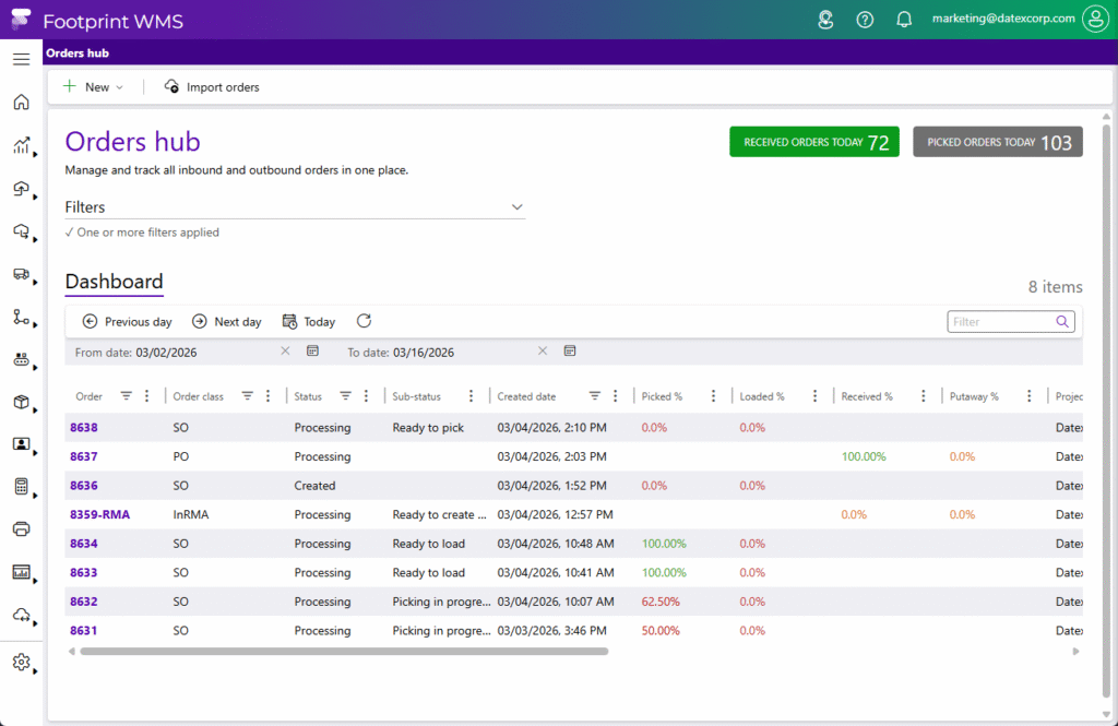 Core WMS Capabilities in Footprint® WMS for 3PLs | Datex